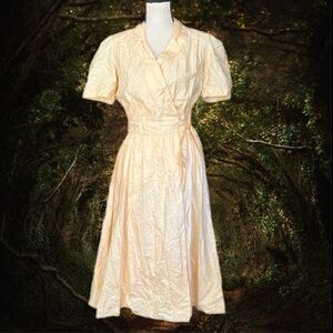 RARE! Vintage 80s Diane Von Furstenberg DVF Yellow White Floral Wrap Dress